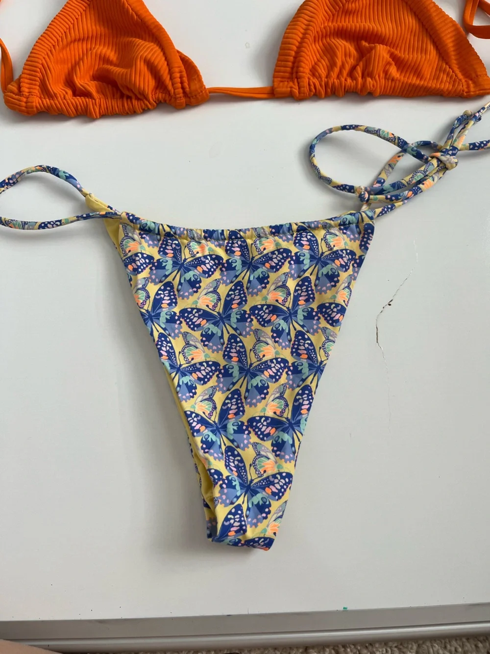 Frankie's Bikinis Triangle Top & butterfly thong bottoms